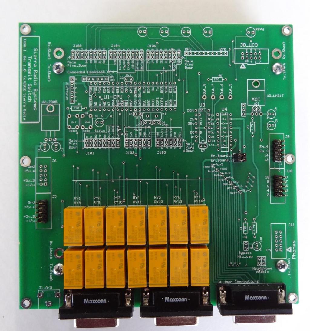 Tx Board 2 For radio ports 3 and 4 Tx board 2 only requires a few components including the relays and connectors.