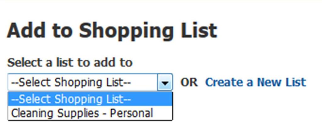 Continue to create your shopping list To add an item to