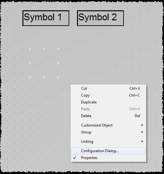 11. Mark the "Symbol 1" object, right-click and select "Configuration Dialog...". 12.