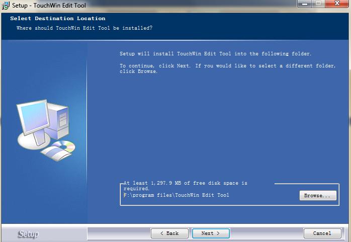 (4) Choose the installation location and click next until finish the installation. (5) The Touchwin software icon will show on the PC desk. (6) Download UseRocky.dll from www.xinje.