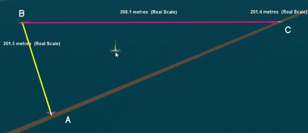 Let s say we have a camera placed on the track at point A. The detection radius of this camera is 200m or 650 in all directions, including points B and point C.