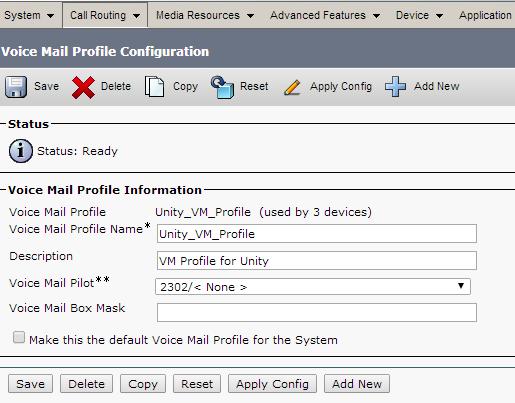 28 Provide a descriptive Voice Mail Profile Name for subsequent use in