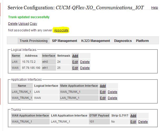 78 Figure 8 - Associate Configuration Click on the Physical QFlex server name representative of the host QFlex server from