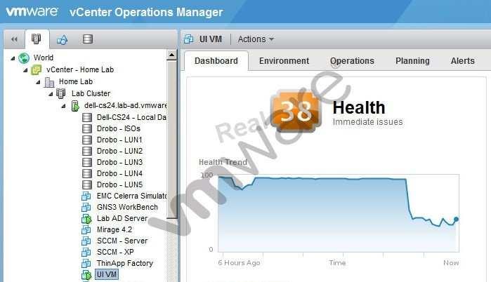 -- Exhibit -- The vcenter Operations Manager dashboard is showing Health issues associated with the selected virtual machine.