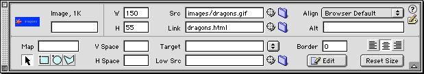 2. In the Property Inspector, click on the little folder to the right of the white Link box. That s the Browse for File icon. 3. Locate the dragon.html document.