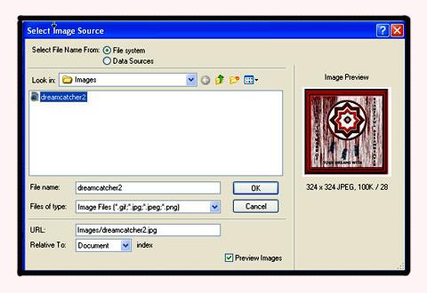 Figure 40: Insert Image Dialog Box 3. Select the filename of the image you want to insert and click OK. 4. To resize the image click anywhere on it to display the sizing handles.