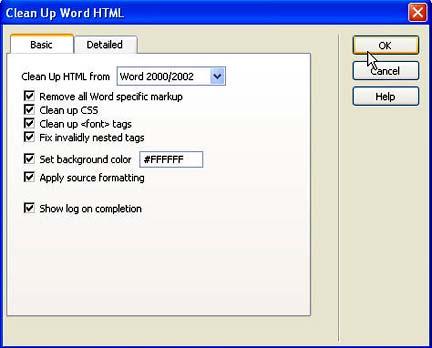 5. The next dialog box will ask you if you want to clean up Word HTML. Always select this option.