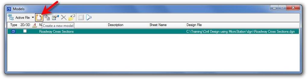 2. From the Models dialog, select the Create New Model icon. 3. From the Create Model dialog, set the Type of Model to be created by selecting Sheet from Seed.