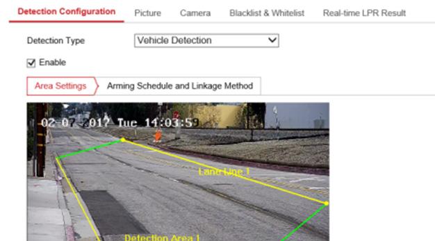 Move the left and right yellow lines on the image to set the license plate detection area.