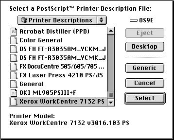 5 Operation on Macintosh Computers (2) Select your printer model in the list, then click [Select]. The PPD file for this machine is set. 5. Click [Configure] to set the installable options.