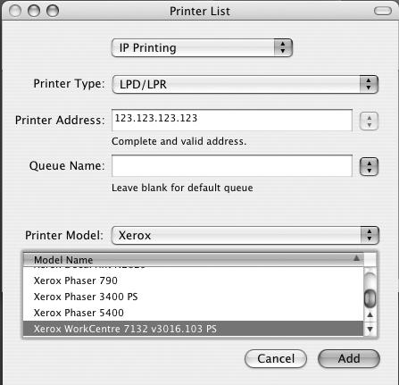 When using IP Printing You can select the printer by setting IP address as well as by using Bonjour or Rendezvous. When directly setting IP address, follow the steps below. 1.