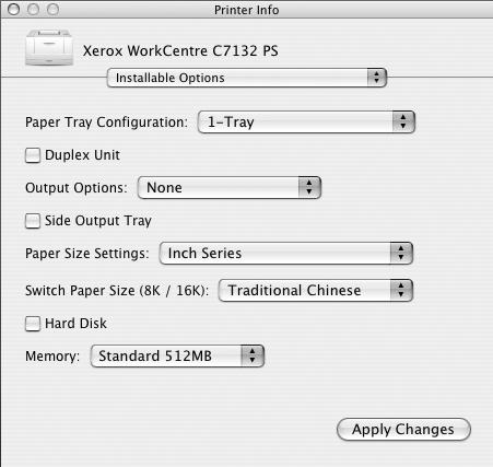 5 Operation on Macintosh Computers 3. Set the option menu items in Installable Options, and click [OK]. For Mac OS X This section describes the installable options for Mac OS X. 1.