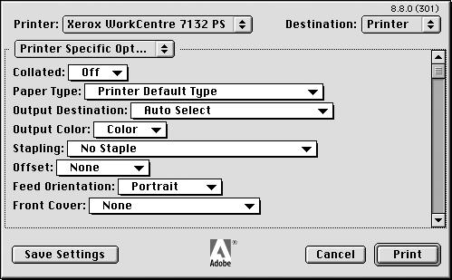5 Operation on Macintosh Computers 3. Specify the functions that you want to set. Settings Collated - Specifies whether to collate a multiple-page file when a job is printed.