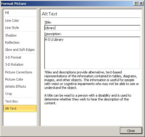 3. The Format Picture dialog box will open.