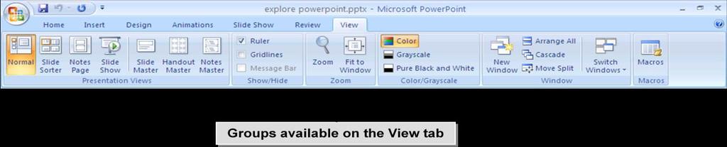 The Slide Show Tab Select a pen color or a certain slide to start on.