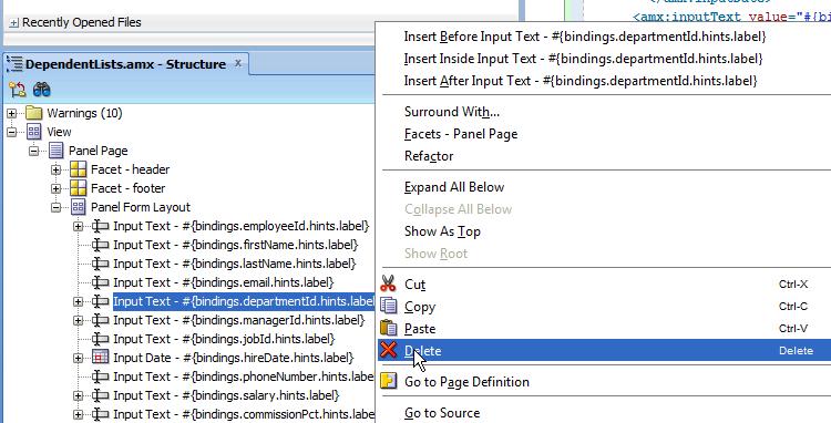 Note that it is important to delete the binding because the list requires a different type of binding (list binding) than the simple input field (attribute