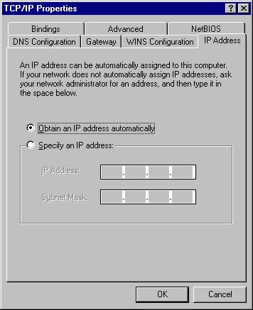 a. Select Obtain an IP address