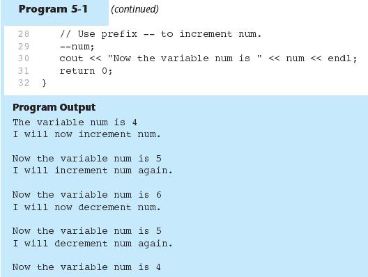 THE INCREMENT AND DECREMENT OPERATORS IN PROGRAM 3 THE