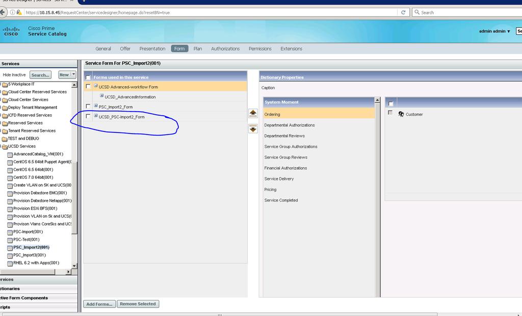 Figure 7 PSC Service with New Form Go to the Form that created by the Import Service