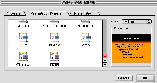 Click on the Presentation Design tab to bring it to the front. 6.