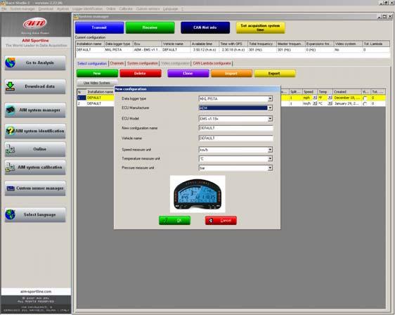 CONFIGURE YOUR DATALOGGER With Race Studio 2 software.