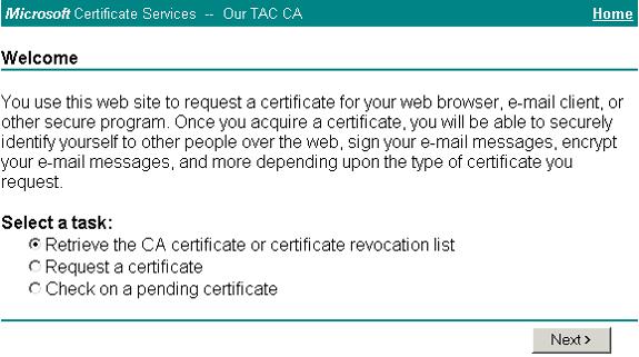 3. Click Download CA certificate to save the certificate on