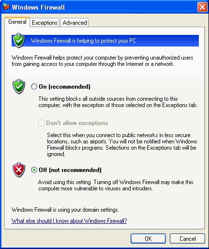 Disabling Windows Firewall If you want to disable the Windows Firewall: Step 1.