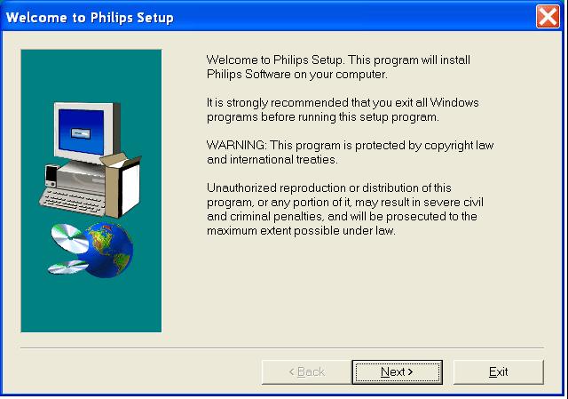 Step 3. The Welcome To Philips Setup screen opens.