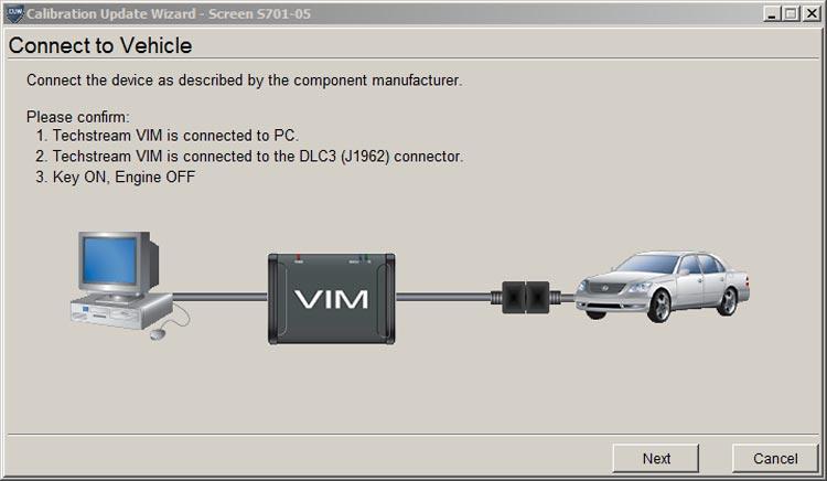 Confirm the following: PC is connected to VIM.