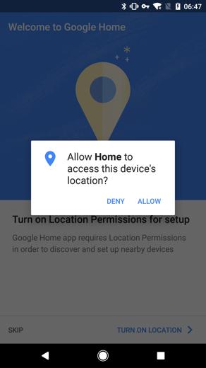 1. Make sure your Google Home is energized. 2. Open the Google Home app by tapping the app icon on your mobile device. 3. Tap "ACCEPT" to agree to the Terms of Service and Privacy Policy.