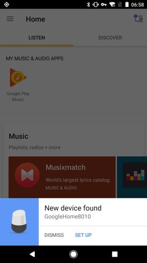 6. When Google Home app is successfully connected to the Google Home device, tap "PLAY TEST