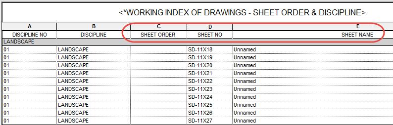 We will need to go back to working schedule called *WORKING INDEX OF DRAWINGS - SHEET ORDER & DISCIPLINE to add the additional