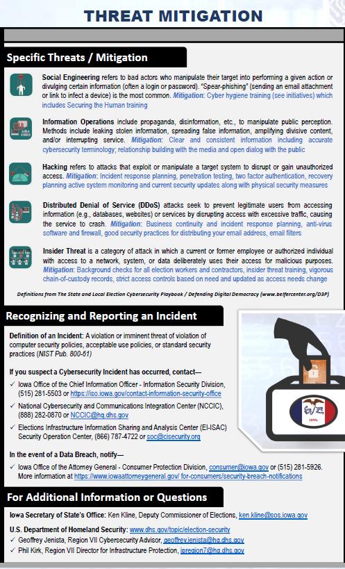 provides key POCs at the state and national level for incident reporting and/or assistance For Additional