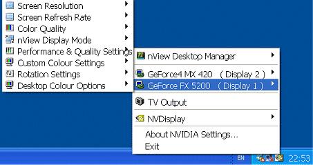 1 Right click the NVIDIA Settings icon from your Windows taskbar notification area. A menu of configuration options appears, as shown in Figure A.11.