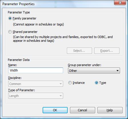 Type vs Instance Parameters When assigning a parameter you are brought to a dialogue box.