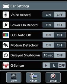 to cancel [Motion Detector] for this time G-Sensor Setup When Rollei Car-DVR is recording and any impacts happen, Rollei Car-DVR