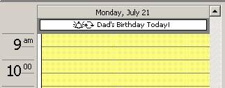 When you have finished editing your event, it will appear at the top of your calendar for that day. You can double-click it to edit or delete it, just like an appointment.