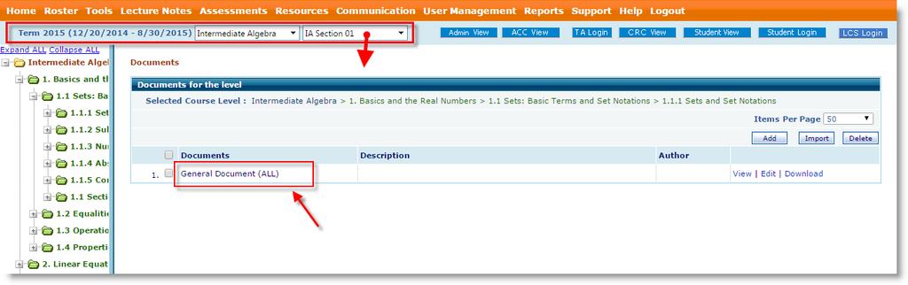 You can also import the documents from the previous term/section of the same course.