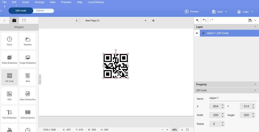 How to generate a QR Code 1. In X-Sign Designer 2.