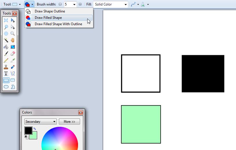 Rectangular/Squares To draw, click and drag with the left mouse button.