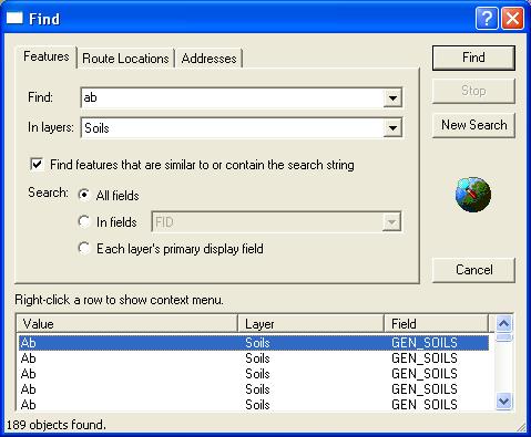 Introduction to ArcGIS for 6. Click the Find button in the upper right corner of the dialog. The Find dialog should now look like this: 7.