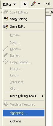 3. From the Editor dropdown list, select Snapping (at the bottom of the menu). 4.