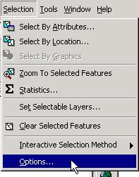 Set Selection Options To open the Selection Options dialog, click on the Selection menu item and