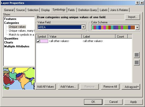 Display a Layer Based on Categorical Attribute Data ArcMap allows you to display the features in a data layer in a number of different ways.