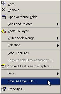 5. Click OK in the Layer Properties dialog and notice that the Table of Contents and the map are now displayed with the new symbology. Save a Layer File (*.lyr) A layer file (*.