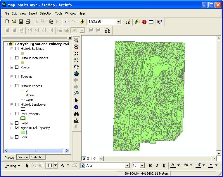 Display a Layer Based on Quantitative Attribute Data In preparation for making your map (layout), you will classify the Agricultural Capacity data layer so that polygons with different agricultural