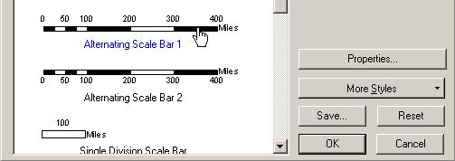 Insert a Scale Bar 1. From the Insert menu choose Scale Bar. The Scale Bar Selector dialog opens with several Scale Bar styles. 2.