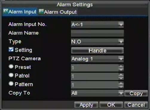 Figure 6. Alarm Management Settings 3. Set the alarm input type under Type. The options available are Normally Opened (N.O.) and Normally Closed (N.C.). 4.