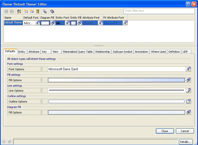The Theme Editor The Theme Editor You use options in the Theme Editor to set formatting and display options for objects in your model.
