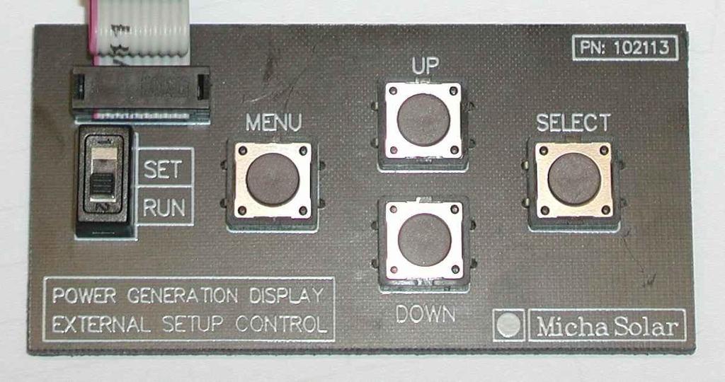 3.8. External Set-up Control Unit Units produced after June 2010 have the facility to connect an External Set-up Control Unit via a 9-way D-type connector on the bottom side surface of the unit.
